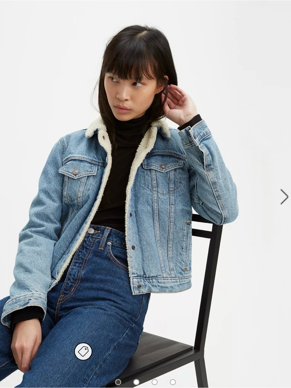 Levi's Light Blue Denim Jacket with Cream Sherpa Collar